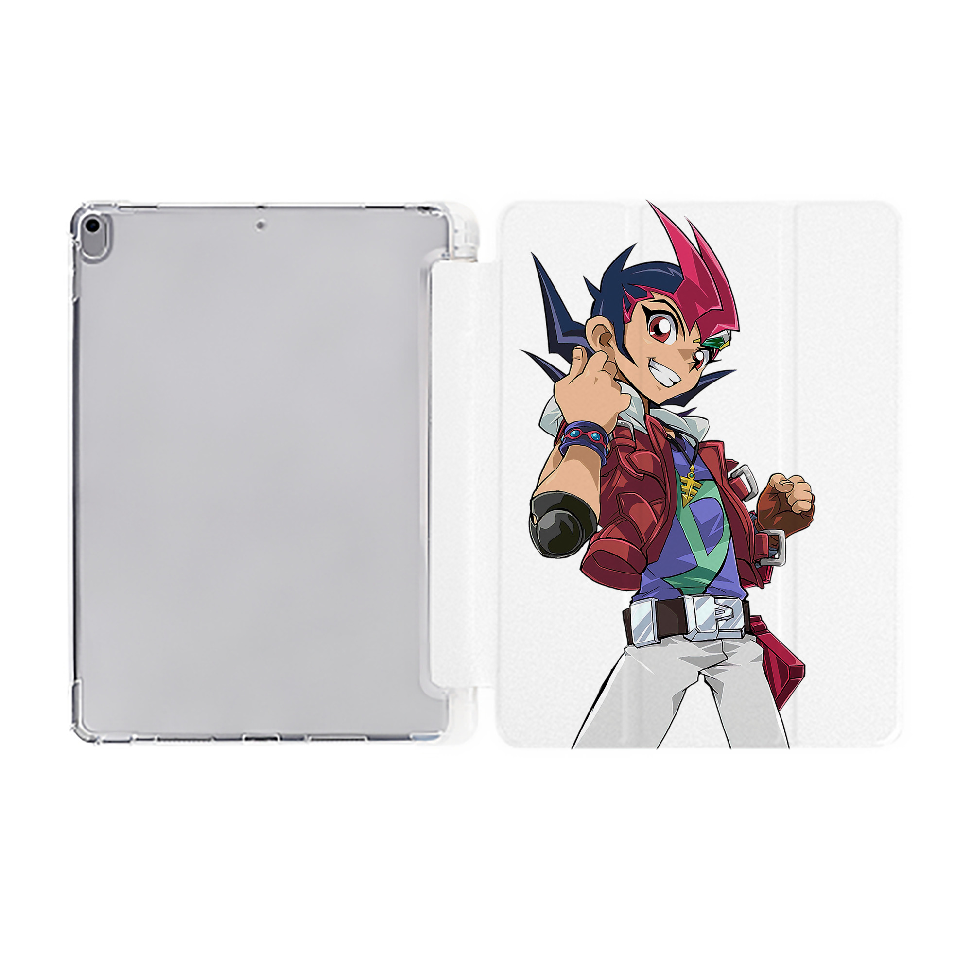（画像用） 遊☆戯☆王 Yu-Gi-Oh! IPad ケース ペン収納付き 三つ折りスタンド PUレザー×シリコン 対応機種9.5/10.5/10.9インチ